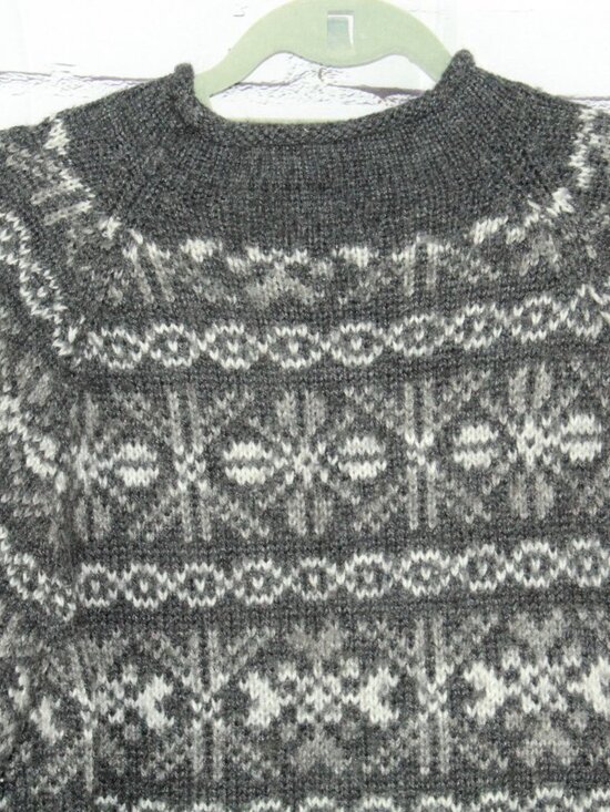Mexicali Blues Alpaca Wool Gray Fair Isle Crew Neck Sweater Size L Cozycore - Picture 5 of 8